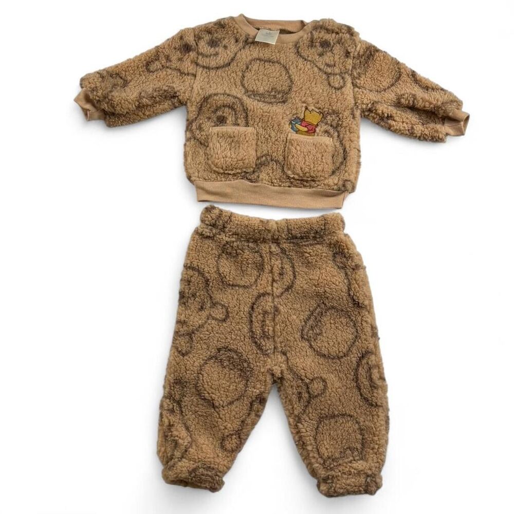 Disney Winnie the Pooh Fleece Set 3-6M Brown Teddy Outfit Baby Unisex